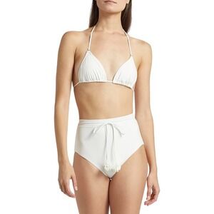 Zimmermann Everley White Tie Waist‎ Bikini Bottom Sz 6 NWT